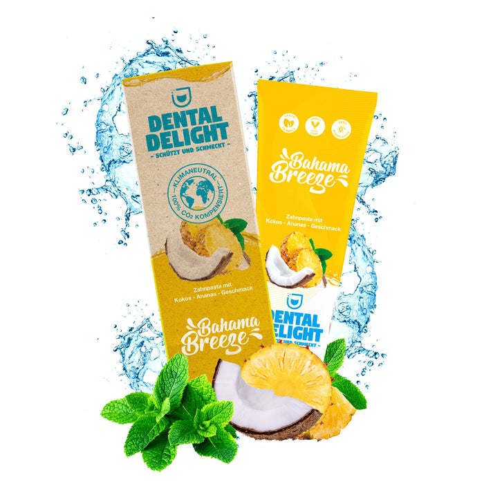 DENTAL DELIGHT Bahama Breeze | owocowa pasta do zębów o smaku ananasowym | neutralna dla środowiska, bez mikroplastiku