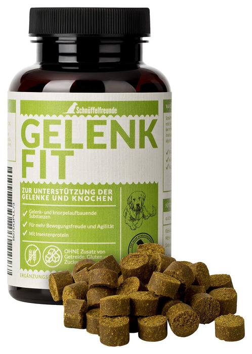 Schnüffelfreunde GelenkFit I Suplementy na stawy dla psów Tabletki na stawy i kości - Suplement diety dla psów - Wyprodukowano w Niemczech (150 g – ok. 180 sztuk)