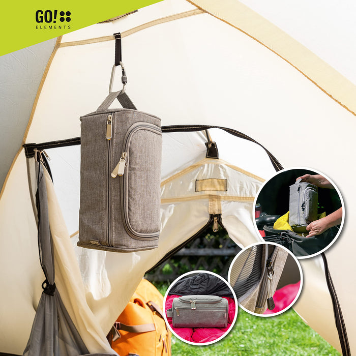 GO!elements® Smart kosmetyczka dla mężczyzn i kobiet – kosmetyczka dla mężczyzn i kobiet – kosmetyczka dla kobiet i mężczyzn do walizki i bagażu podręcznego – torba na pranie, torba podróżna, szary, M