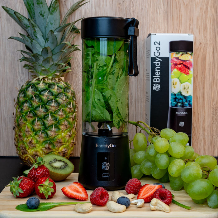 BlendyGo Blender bezprzewodowy przenośny, blender do koktajli do smoothie, blender USB, mikser, blender personalny osobisty, mini blender Czarny