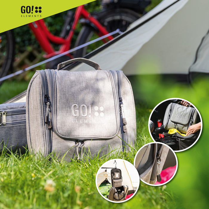 GO!elements® Kosmetyczka do zawieszenia, duża, podróżna, do walizki i bagażu podręcznego, dla kobiet i mężczyzn, czarny, XL,