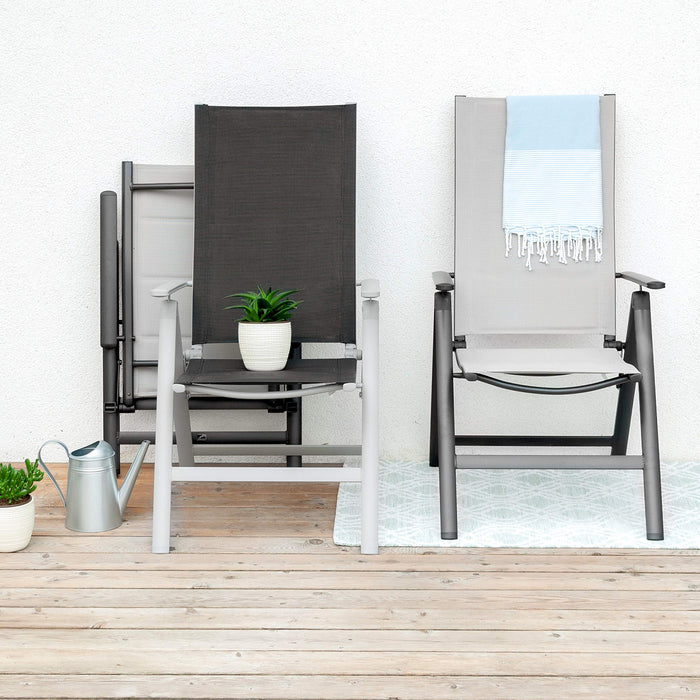 Vanage Krzesło aluminiowe – składane krzesło zestaw 2 szt. z wysokim oparciem – meble ogrodowe odpowiednie na taras i balkon