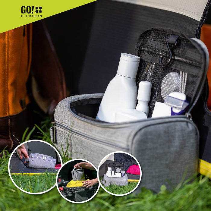 GO!elements® Smart kosmetyczka dla mężczyzn i kobiet – kosmetyczka dla mężczyzn i kobiet – kosmetyczka dla kobiet i mężczyzn do walizki i bagażu podręcznego – torba na pranie, torba podróżna, szary, M