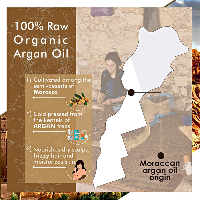 Kanzy Olej Arganowy 100% Pure Butelkowany Maroko Organiczny Olej Arganowy na Włosy Suchych Zniszczonych Włosów, Naturalny Tłoczony na Zimno Olejek dla Mężczyzn i Kobiet do Twarzy, Skóry i Cial