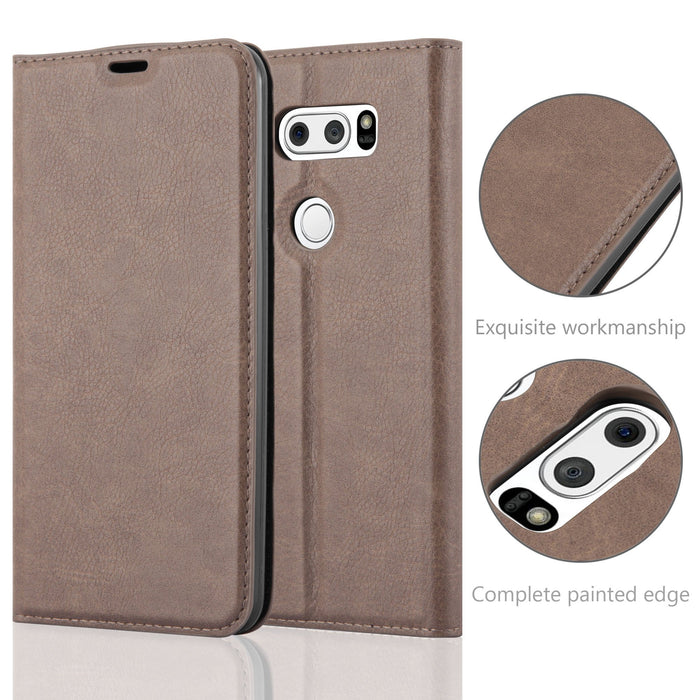Cadorabo Etui na książkę współpracuje z LG V30 w kolorze brązowym kawowym - z magnetycznym zamknięciem, funkcją stojaka i przegródką na karty - portfel etui pokrowiec pokrowiec ze skóry PU z klapką