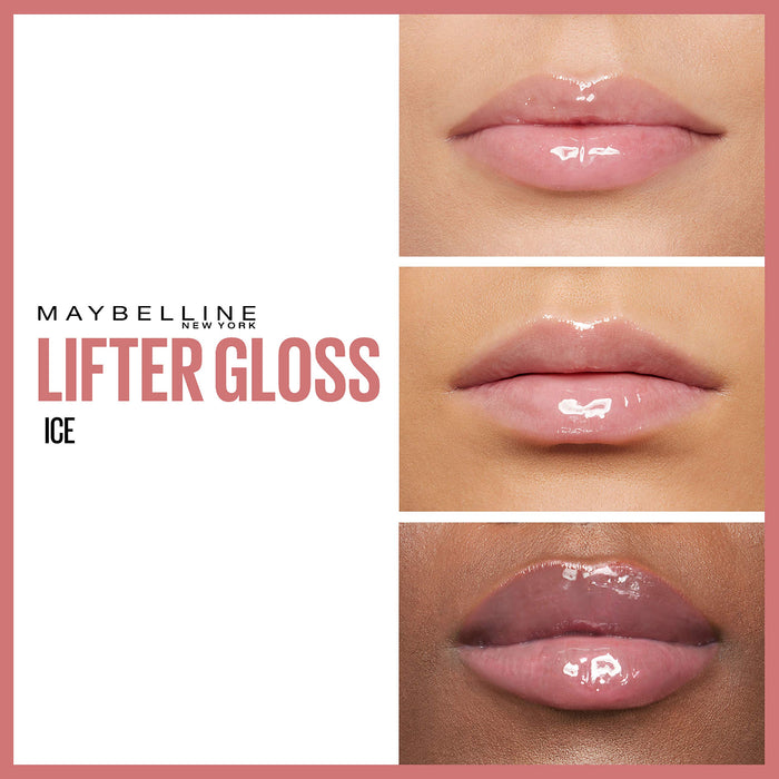 Maybelline New York Lifter Gloss błyszczyk do ust wyjątkowy blask, formuła z kwasem hialuronowym i witaminą E, wygodna aplikacja, 002 Ice, 5 ml