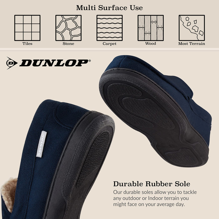 Dunlop Mokasyny kapcie męskie | mokasyny mokasyny kapcie ze sztucznej owczej skóry z gumową podeszwą - pluszowe kapcie domowe z pianki z pamięcią kształtu - oddychające buty do użytku wewnątrz na zewnątrz - prezenty dla mężczyzn
