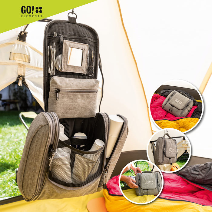 GO!elements® Kosmetyczka do zawieszenia, duża, podróżna, do walizki i bagażu podręcznego, dla kobiet i mężczyzn, czarny, XL,