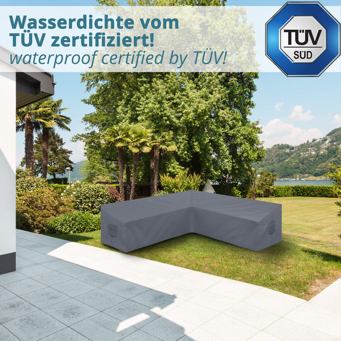 Pokrowiec na meble ogrodowe w kształcie litery L, 300 x 300 x 90 cm, plandeka brezentowa do mebli ogrodowych w kształcie litery L