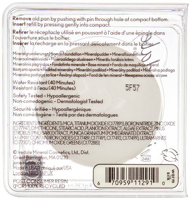 jane iredale Pressed puder do twarzy Refill LSF20, Warm Silk naturalny, 1 opakowanie (1 x 9,9 g)