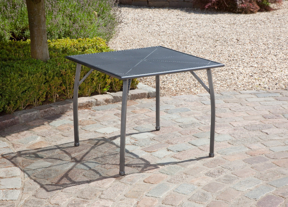 greemotion Stół ogrodowy Toulouse prostokątny, kwadratowy stół ze stali pokrytej tworzywem sztucznym, stół do jadalni z regulacją poziomu, szary, ok. 90 x 90 x 74 cm